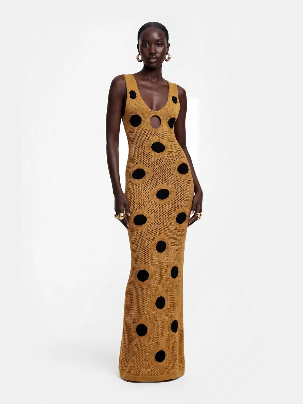 Hanifa Harper Maxi Dress- Rust wuth Black Polka Dots - NWT